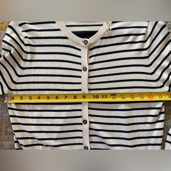 ZARA Cream & Black Striped Button Front Cardigan Sweater Size Small NWOT - Picture 3 of 7